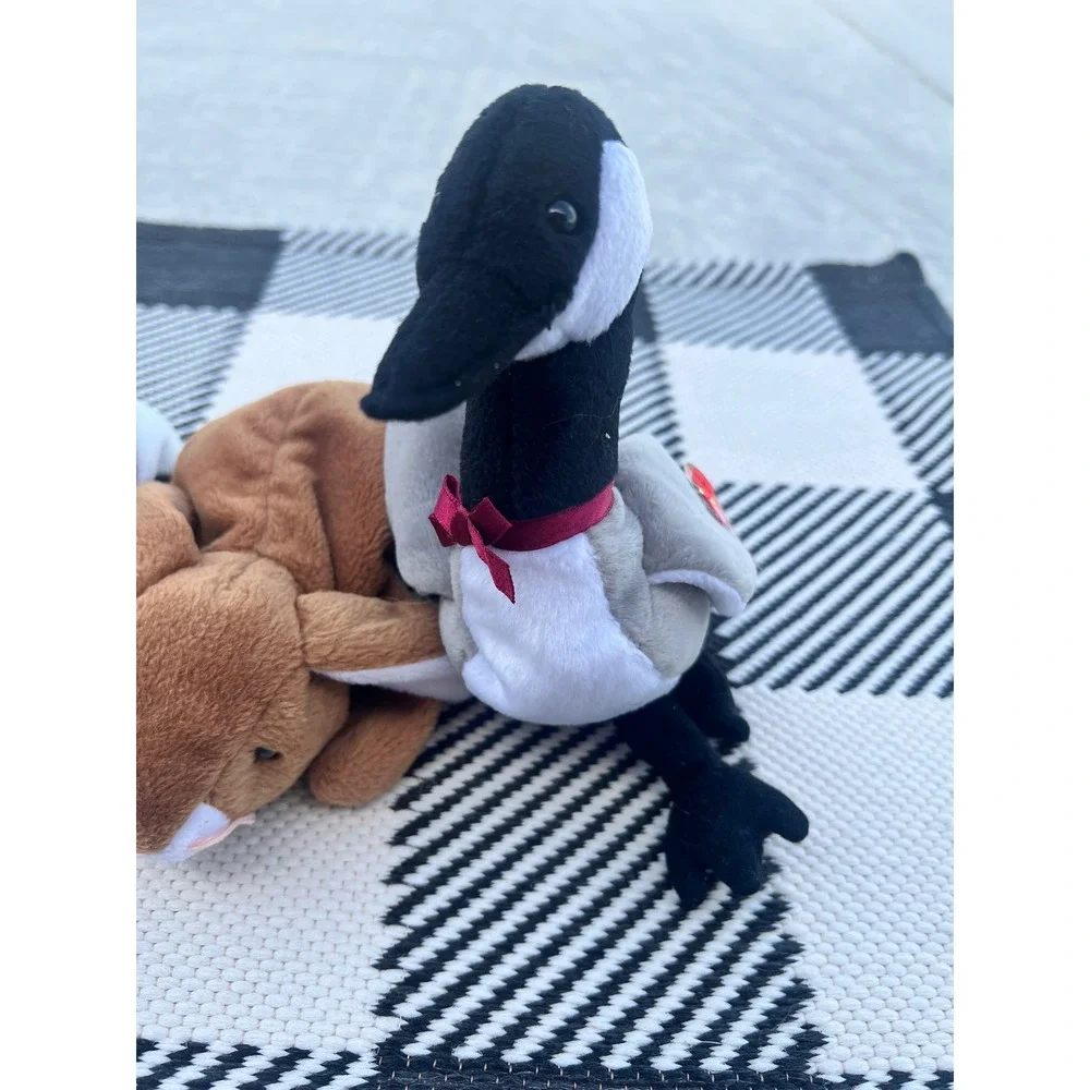 Ty Beanie Babies Lot Stretch Ostrich Ears Rabbit Loosey Goose Vintage Plush 3pc